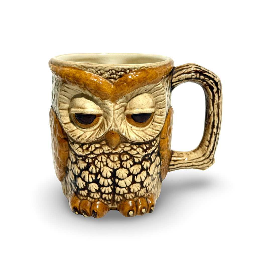 1970’S JOE MADE IN ENGLAND “SLEEPY OWL” GLAZED CERAMIC COFFEE MUG
