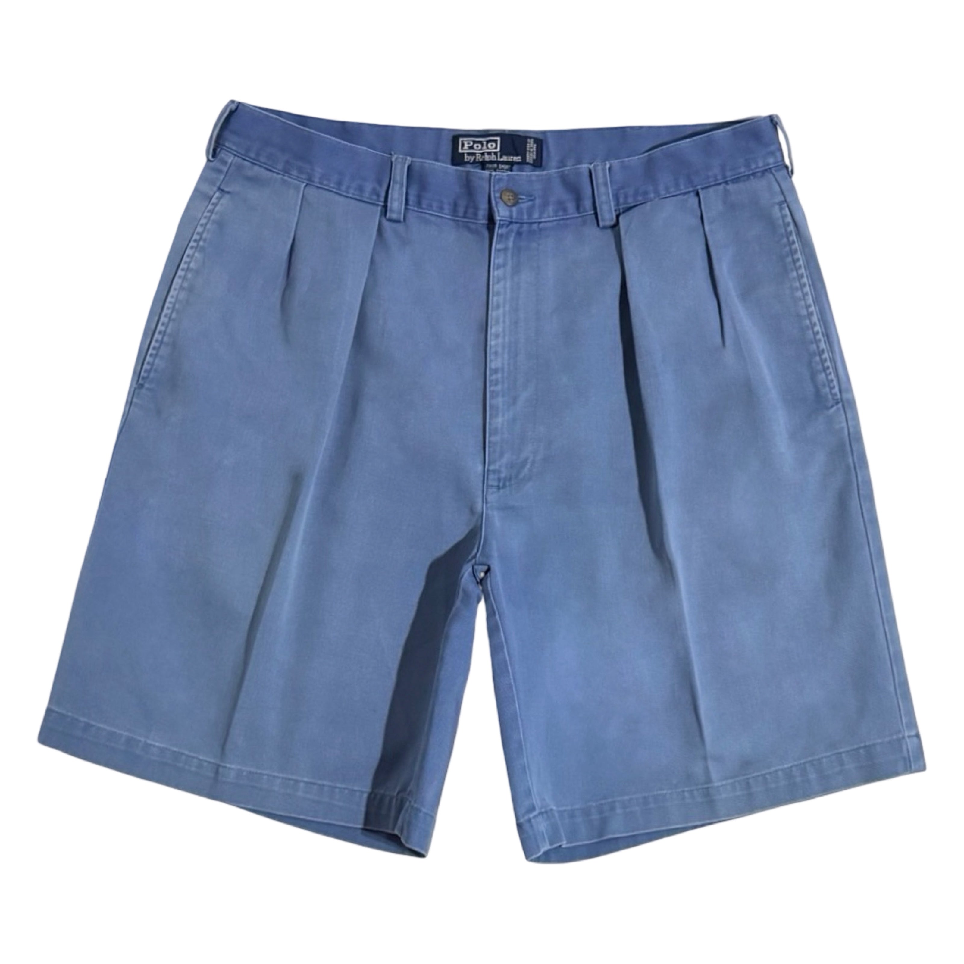 1990'S POLO RALPH LAUREN SUN PLEATED FADED BLUE TWILL CHINO 8.5