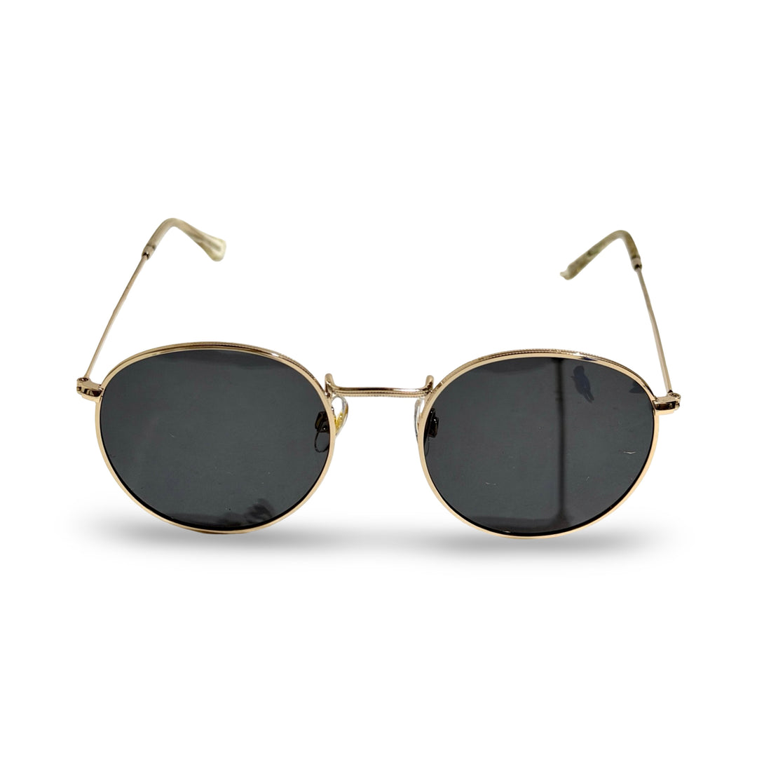 1970’S GOLD FRAME ROUND BLACK LENS SUNGLASSES
