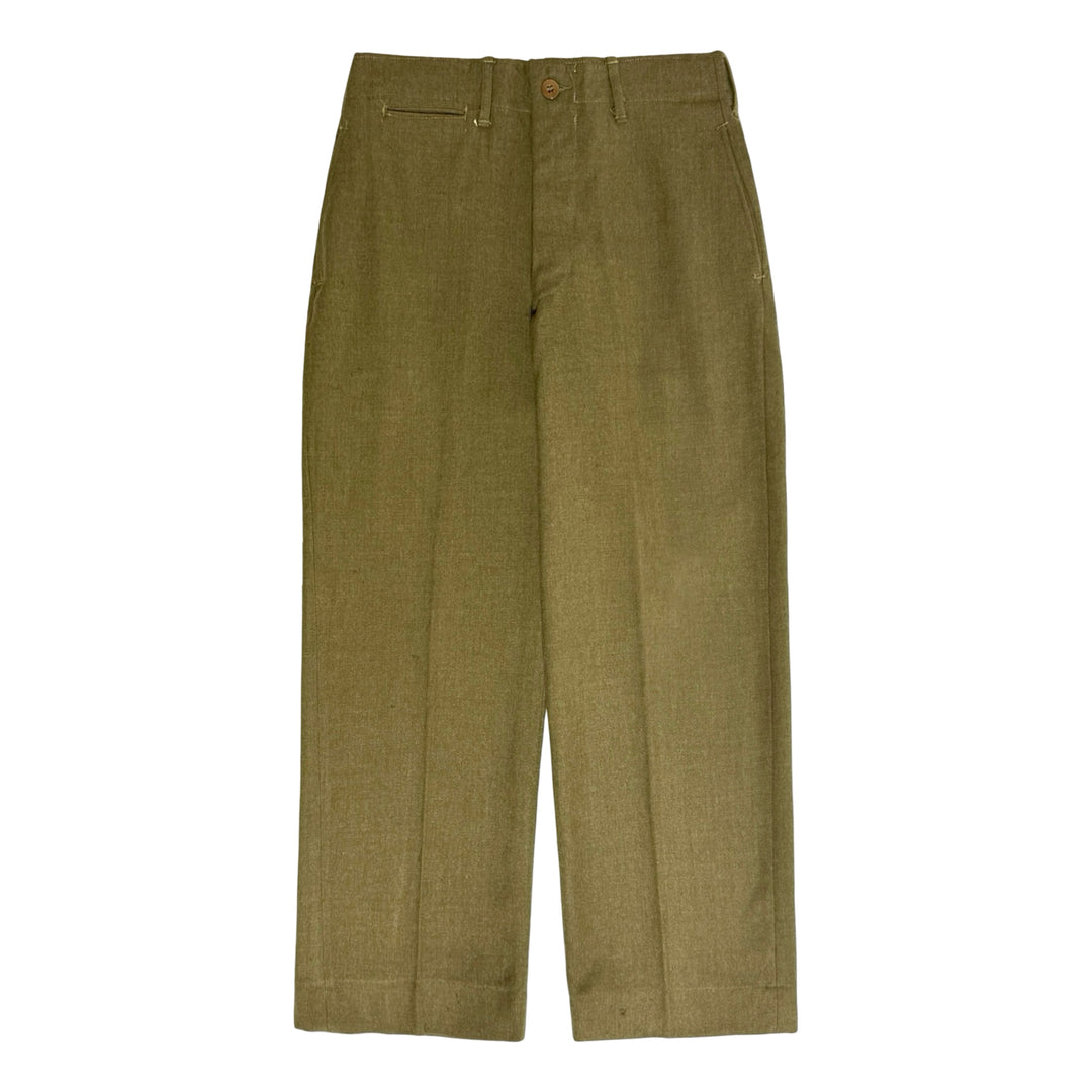 1940’S US ARMY WWII M37 OLIVE WOOL HIGH WAISTED MILITARY TROUSERS PANTS 30 X 30