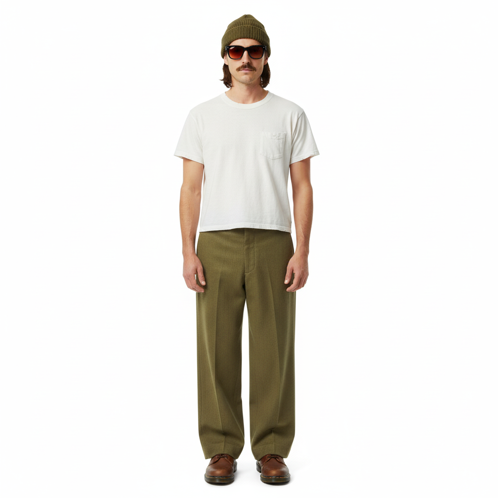 1940’S US ARMY WWII M37 OLIVE WOOL HIGH WAISTED MILITARY TROUSERS PANTS 30 X 30