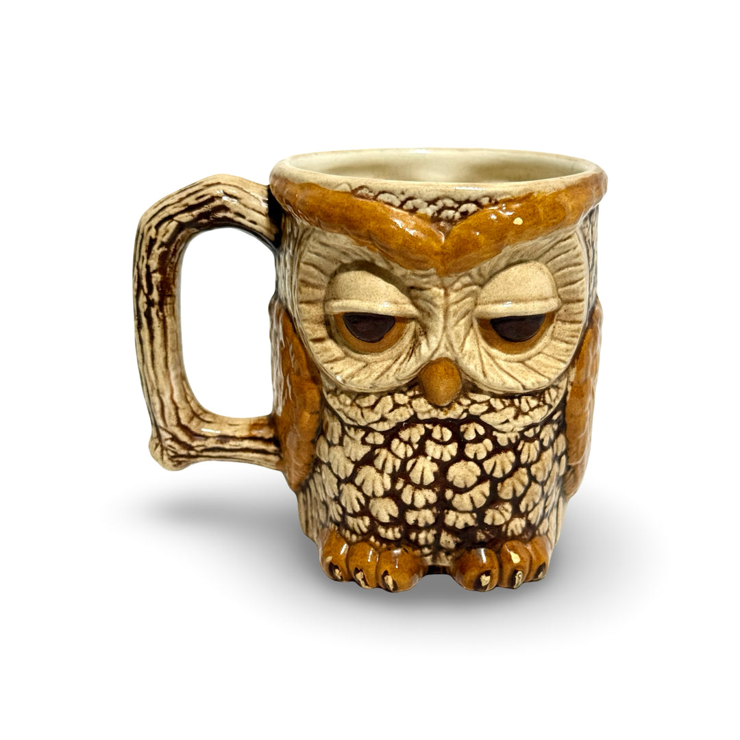 1970’S JOE MADE IN ENGLAND “SLEEPY OWL” GLAZED CERAMIC COFFEE MUG
