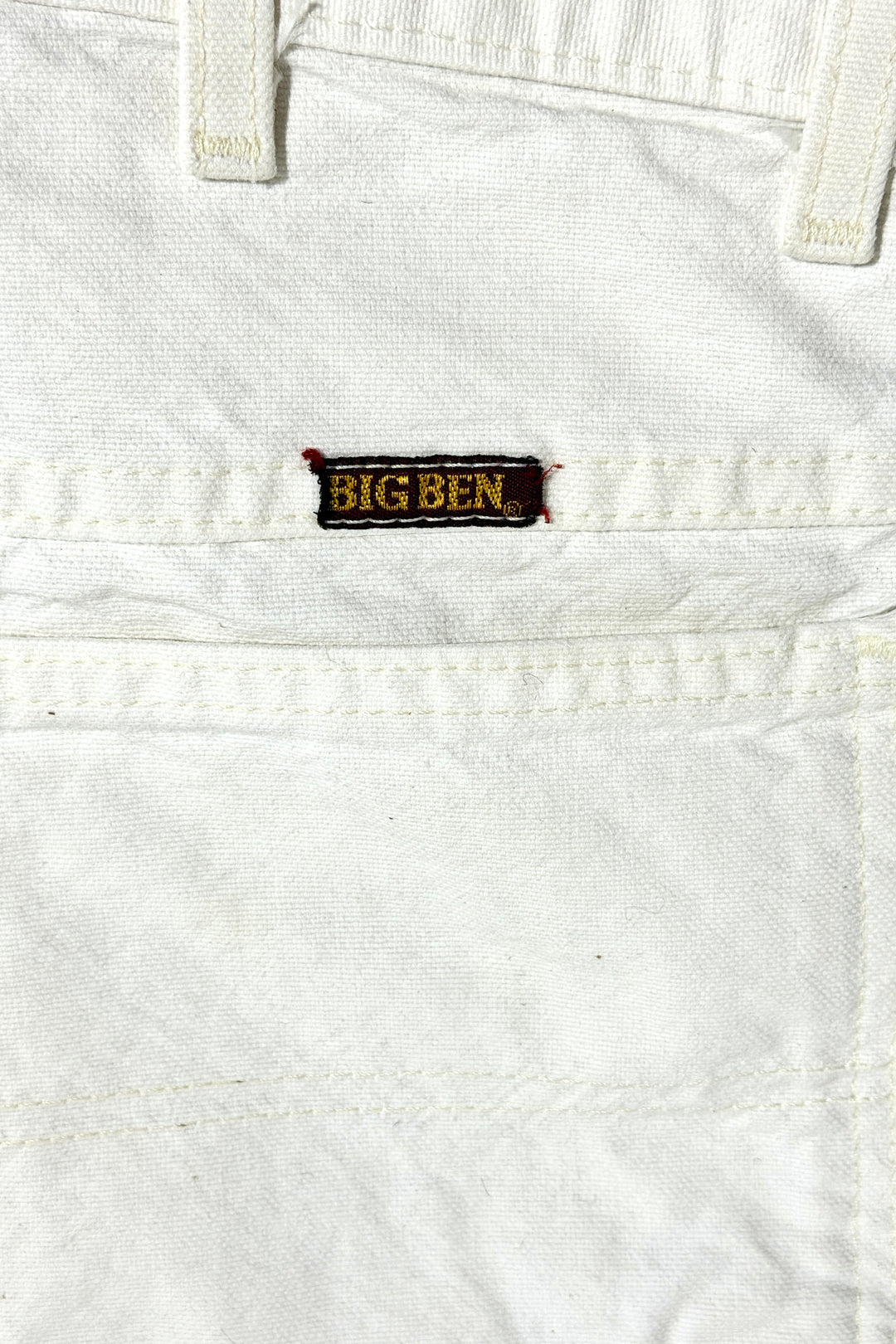 1990’S BIG BEN THRASHED WHITE DROP CLOTH PAINTER’S PANTS 30 X 36