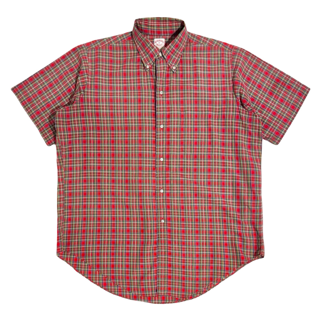 1960’S BROOKS BROTHERS MAKERS MADE IN USA PLAID CAMP S/S B.D. SHIRT XXL