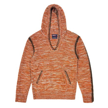 Load image into Gallery viewer, 1970’S CAMPUS MADE IN USA CROPPED MARLED ORANGE CONTRAST KNIT HOODED SWEATER SMALL
