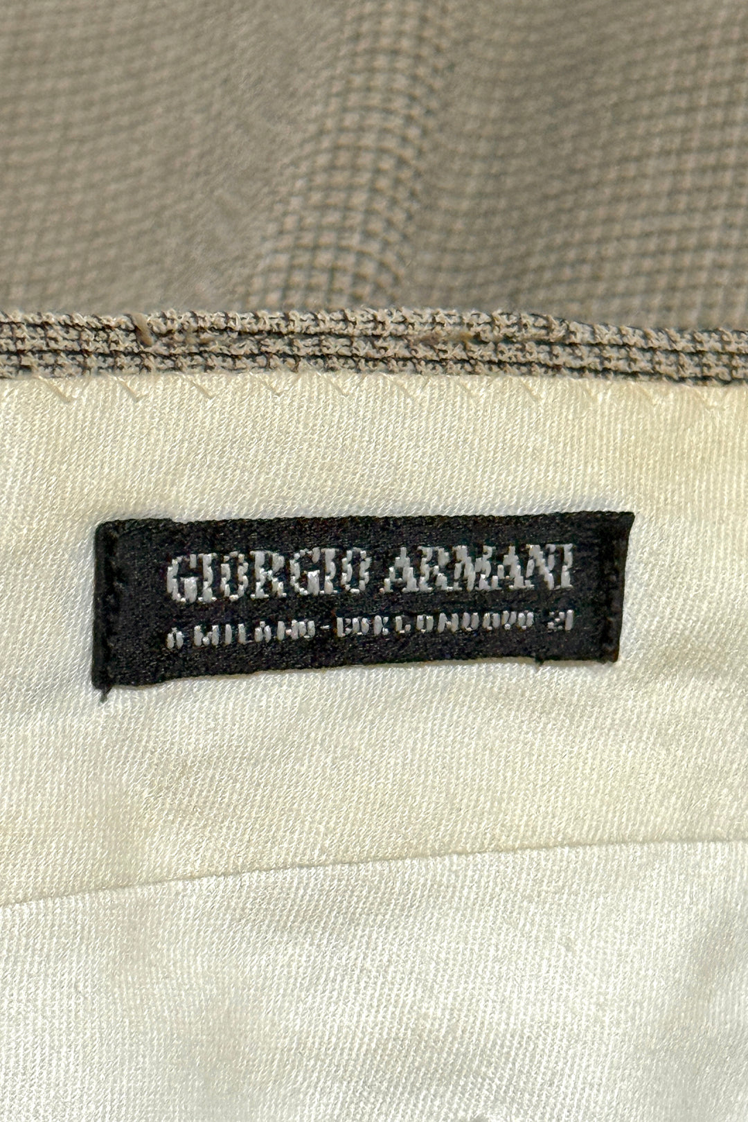1990’S GIORGIO ARMANI MADE IN ITALY TEXTURED WOOL HIGH WAISTED PLEATED TROUSERS 36 X 32
