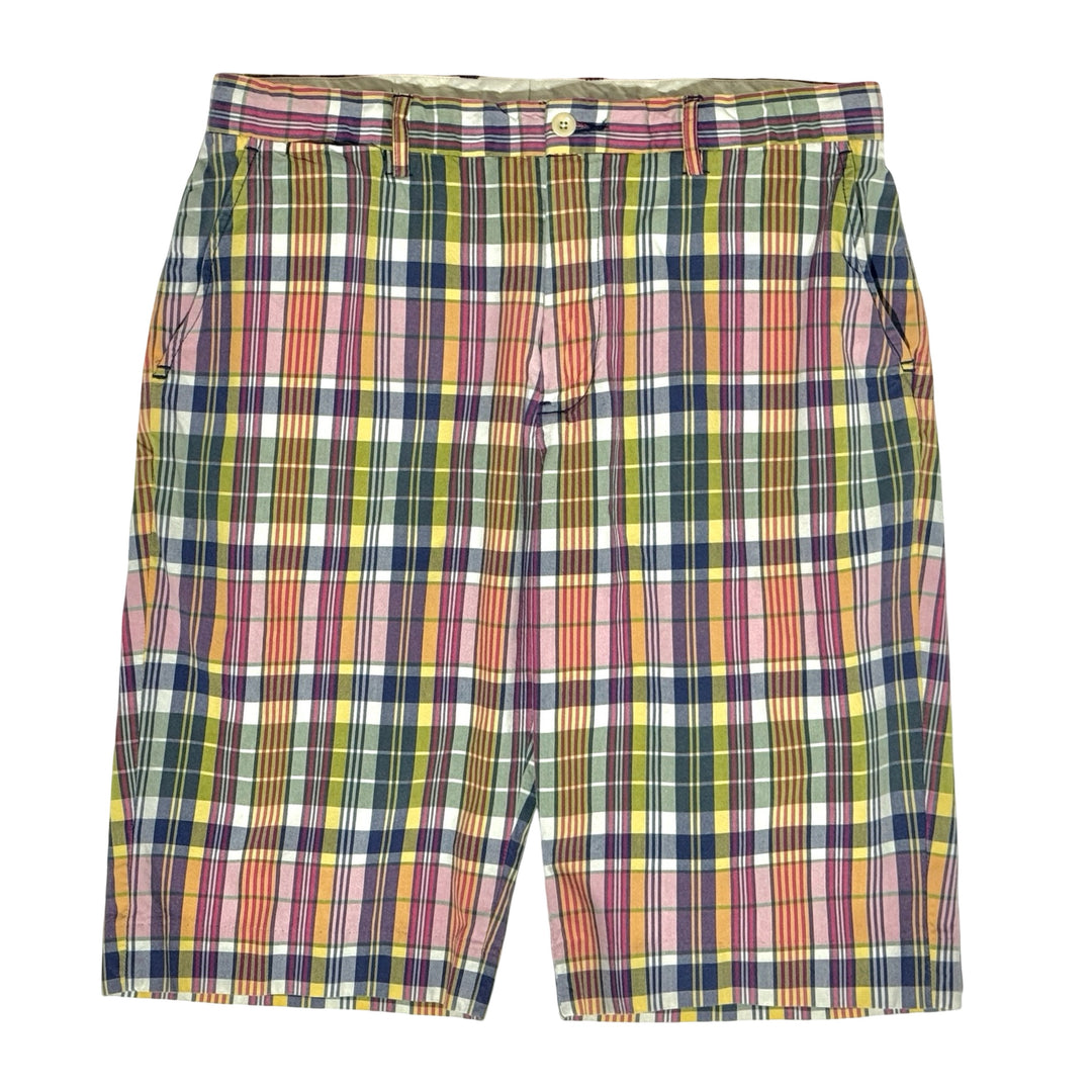 1990’S POLO RALPH LAUREN INDIAN MADRAS PLAID 11” SHORTS 32