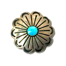 Load image into Gallery viewer, 1960’S STERLING SILVER TURQUOISE SUN FLOWER BELT BUCKLE
