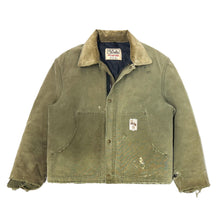 Load image into Gallery viewer, 1990’S WALLS BLIZZARD PRUF®️ MADE IN USA THRASHED &amp; FADED 12/8 CROPPED CORDUROY COLLAR DUCK CANVAS WORKWEAR JACKET LARGE
