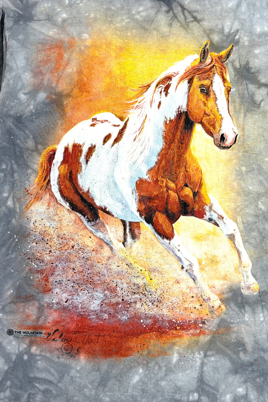 2000’S DEADSTOCK VALERIA YOST WILD HORSES ART TIE DYE PRINT L/S T-SHIRT MEDIUM
