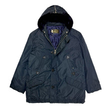 Cargar imagen en el visor de la galería, 1970’S TIMBER KING MADE IN USA NAVY N-3B SPLIT HOODED PARKA X-LARGE
