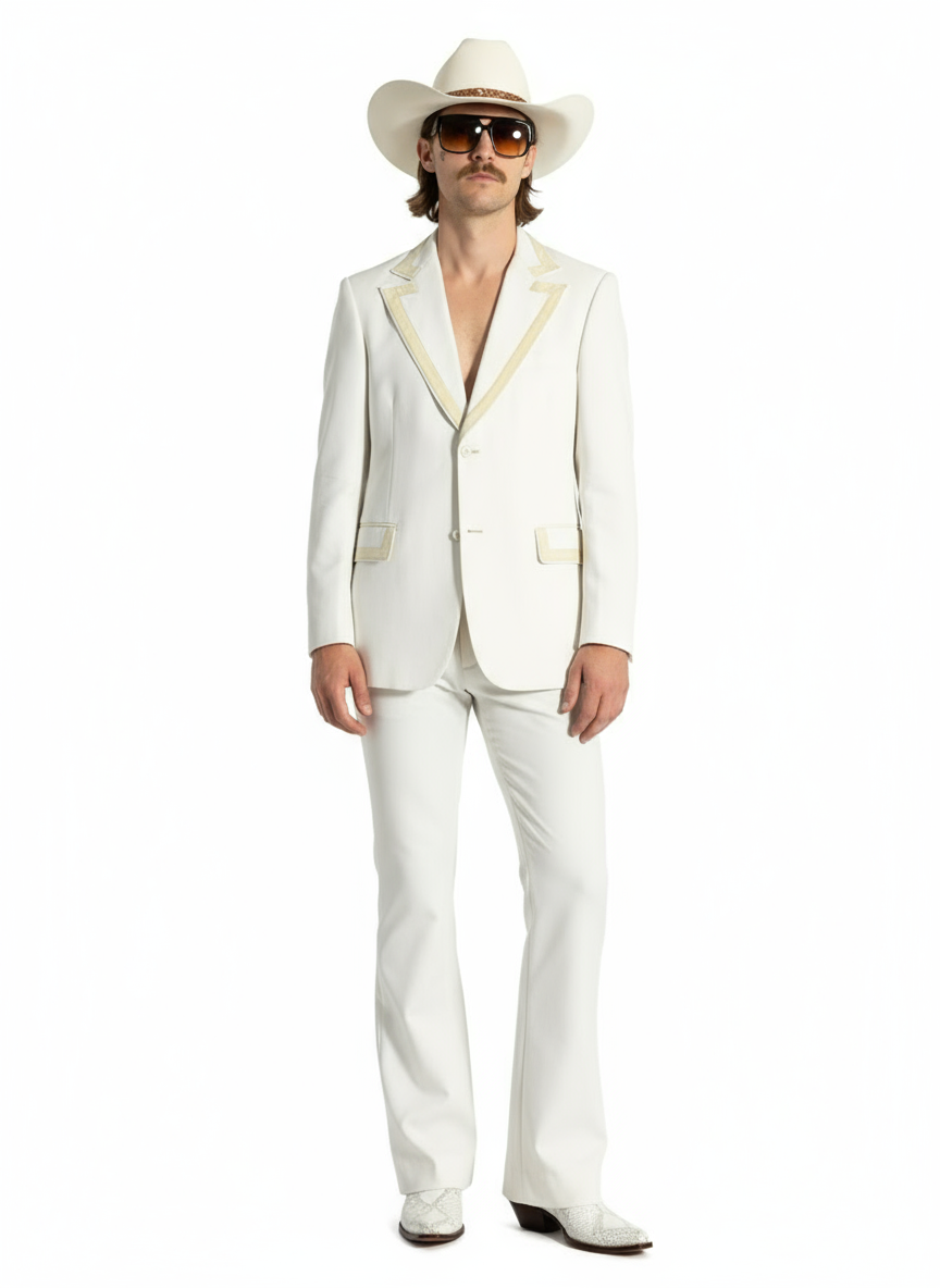 1970’S LORD WEST “WOODSTOCK” MADE IN USA VELVET TRIMMED GHOST PAISLEY TUXEDO SUIT JACKET 40R