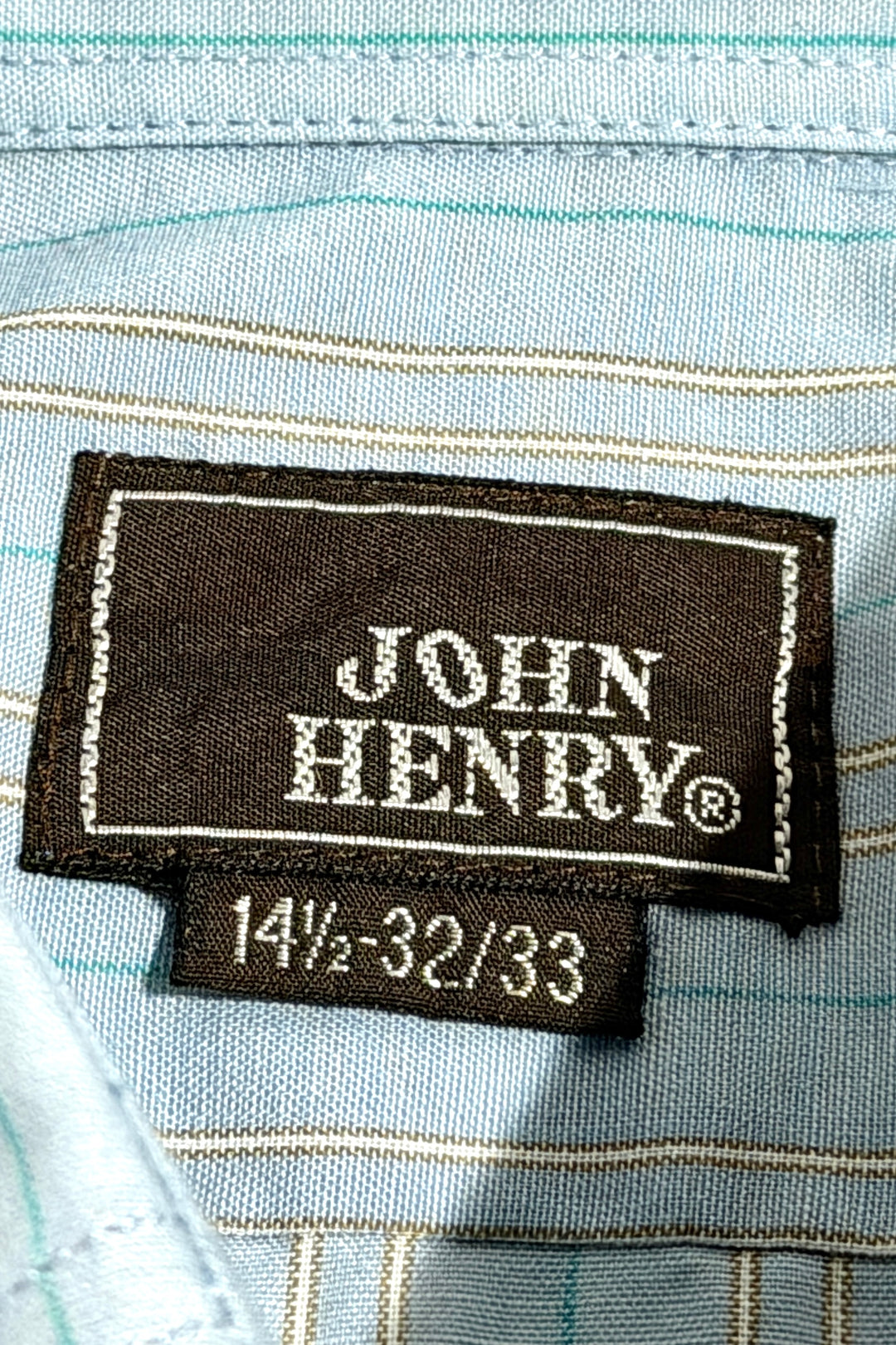 1970’S JOHN HENRY MADE IN USA BLUE STRIPED OXFORD CLOTH L/S B.D. SHIRT SMALL