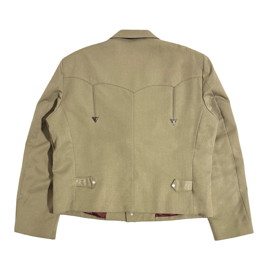 1980’S FAR WEST MADE IN USA CROPPED LEATHER PANEL YOKE WESTERN SUIT 44R