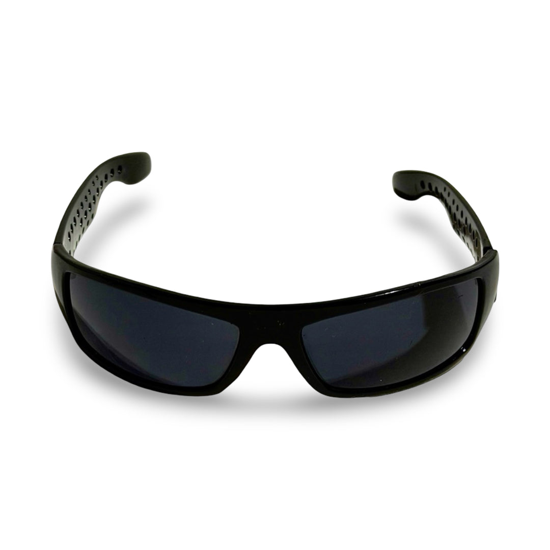 2000’S LOCS THICK BLACK ACETATE WRAPAROUND FRAME WITH BLACK LENSE SUNGLASSES