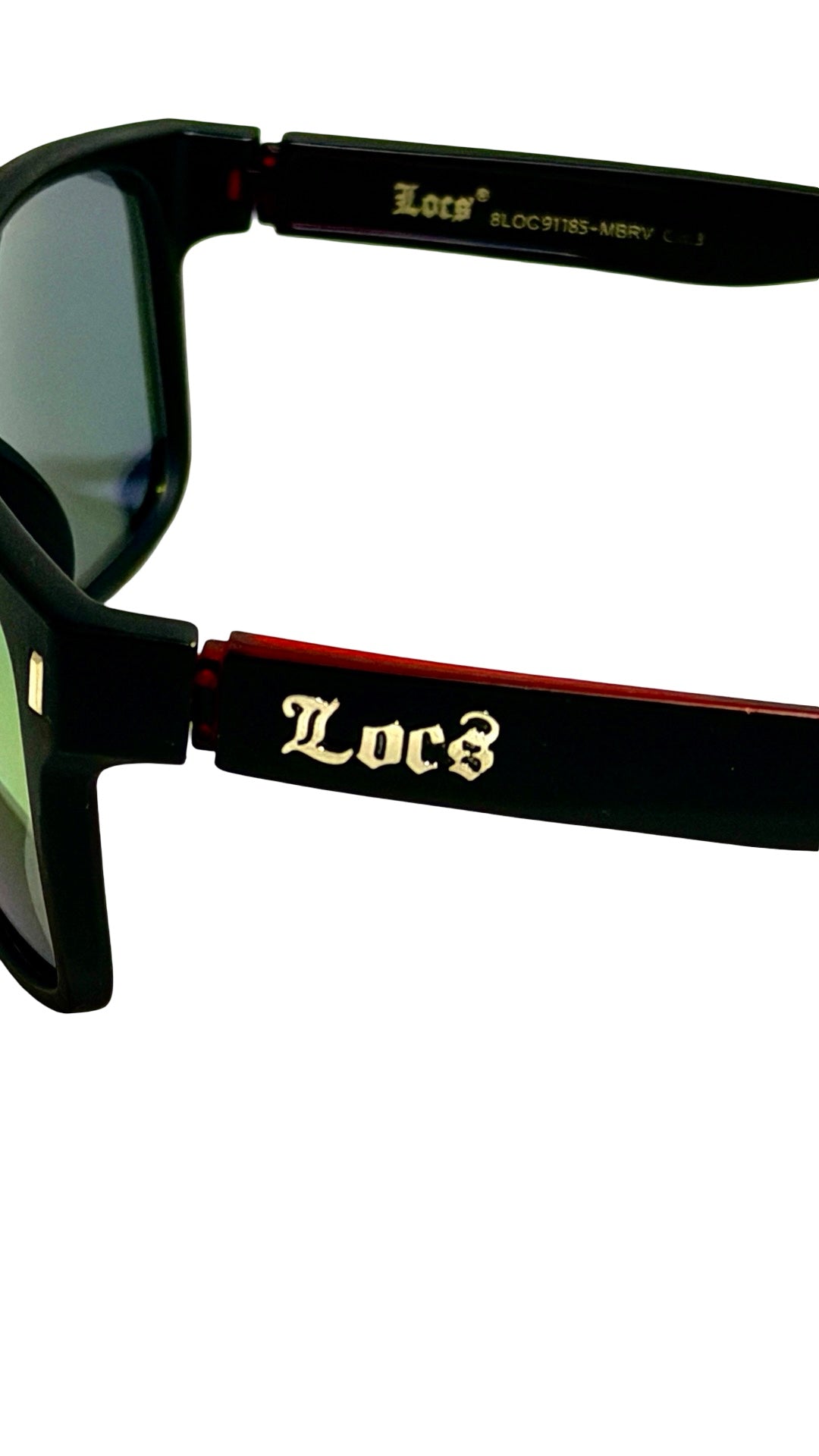 2000’S LOCS BLACK WITH RED FADE ACETATE WAYFARER FRAME WITH REFLECTIVE YELLOW LENSE SUNGLASSES