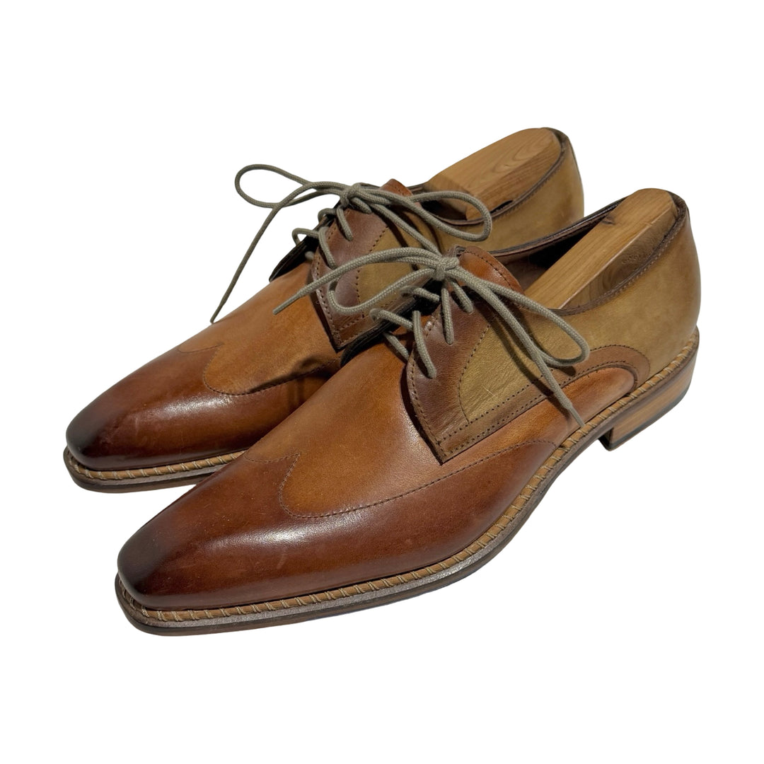 2000’S DEADSTOCK JOSE REAL MADE IN ITALY BURNISHED LEATHER DERBY SHOES 42 / US9.5