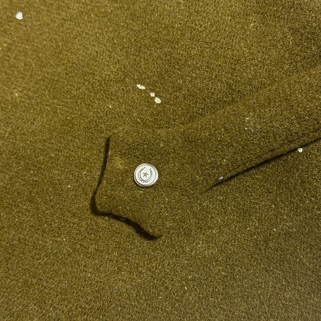 MASK HAND MADE IN SANTA FE THRASHED & FADED WW2 OLIVE DRAB WOOL BLANKED CROPPED WESTERN JACKET LARGE