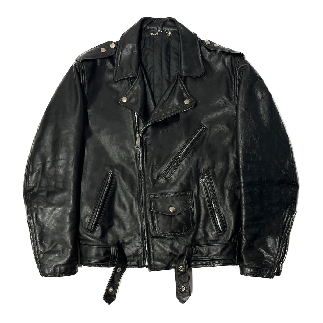 1960’S ALDEN MADE IN USA CROPPED LEATHER MOTORCYCLE JACKET MEDIUM