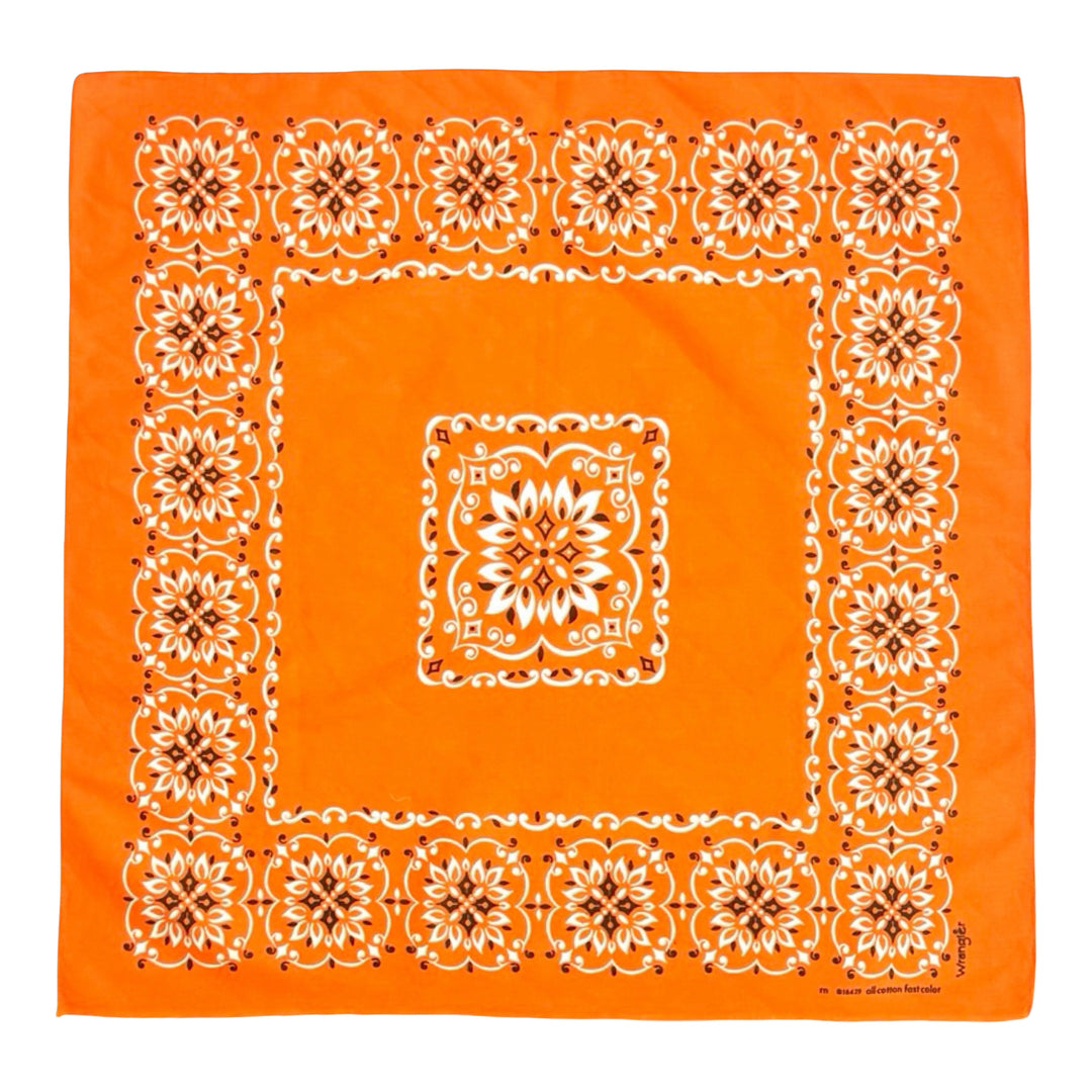 1970’S WRANGLER MADE IN USA SELVEDGE COLORFAST ORANGE PAISLEY BANDANA