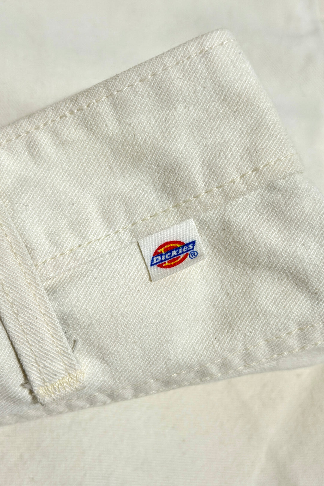 1970’S DICKIES MADE IN USA OFF WHITE DROP CLOTH PAINTER CARPENTER WORKWEAR PANTS 36 X 32