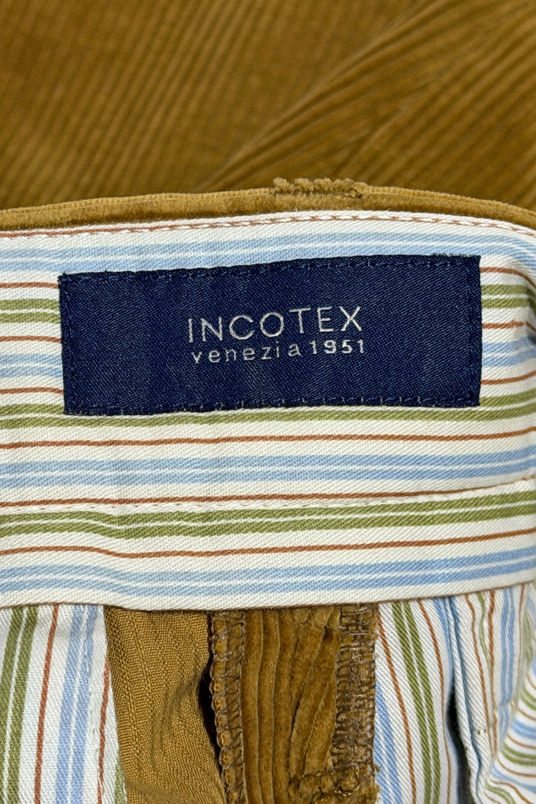 2000’S INCOTEX VENEZIA CASHEMERE CORDUROY HIGH WAISTED FLAT FRONT TROUSER PANTS 34 X 32