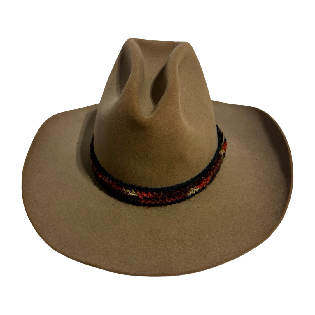 1970’S STETSON MADE IN USA BEAVER FUR WOOL FELT KNIT BAND BROWN COWBOY HAT 7 1/4