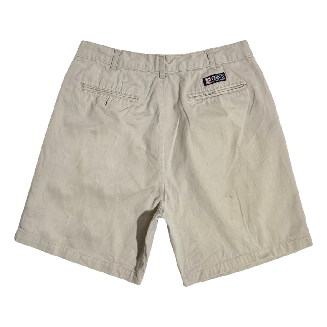 1990’S CHAPS RALPH LAUREN PLEATED KHAKI 7” CHINO SHORTS 34