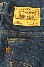 Load image into Gallery viewer, 1990’S LEVI’S MADE IN USA ORANGE TAB 517 WESTERN HIGH WAISTED BOOT CUT DENIM JEANS 36 X 36
