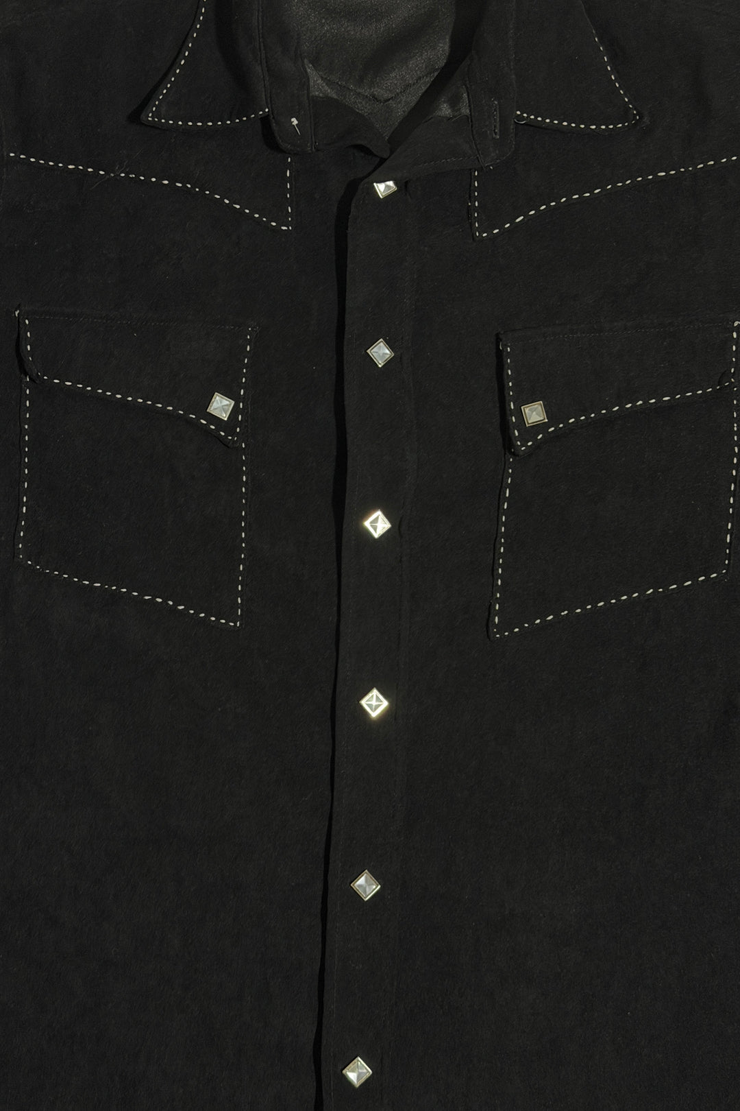 1990’S ROPER WESTERN VELVET CONTRAST EMBROIDERY DIAMOND PEARL SNAP L/S B.D. SHIRT LARGE