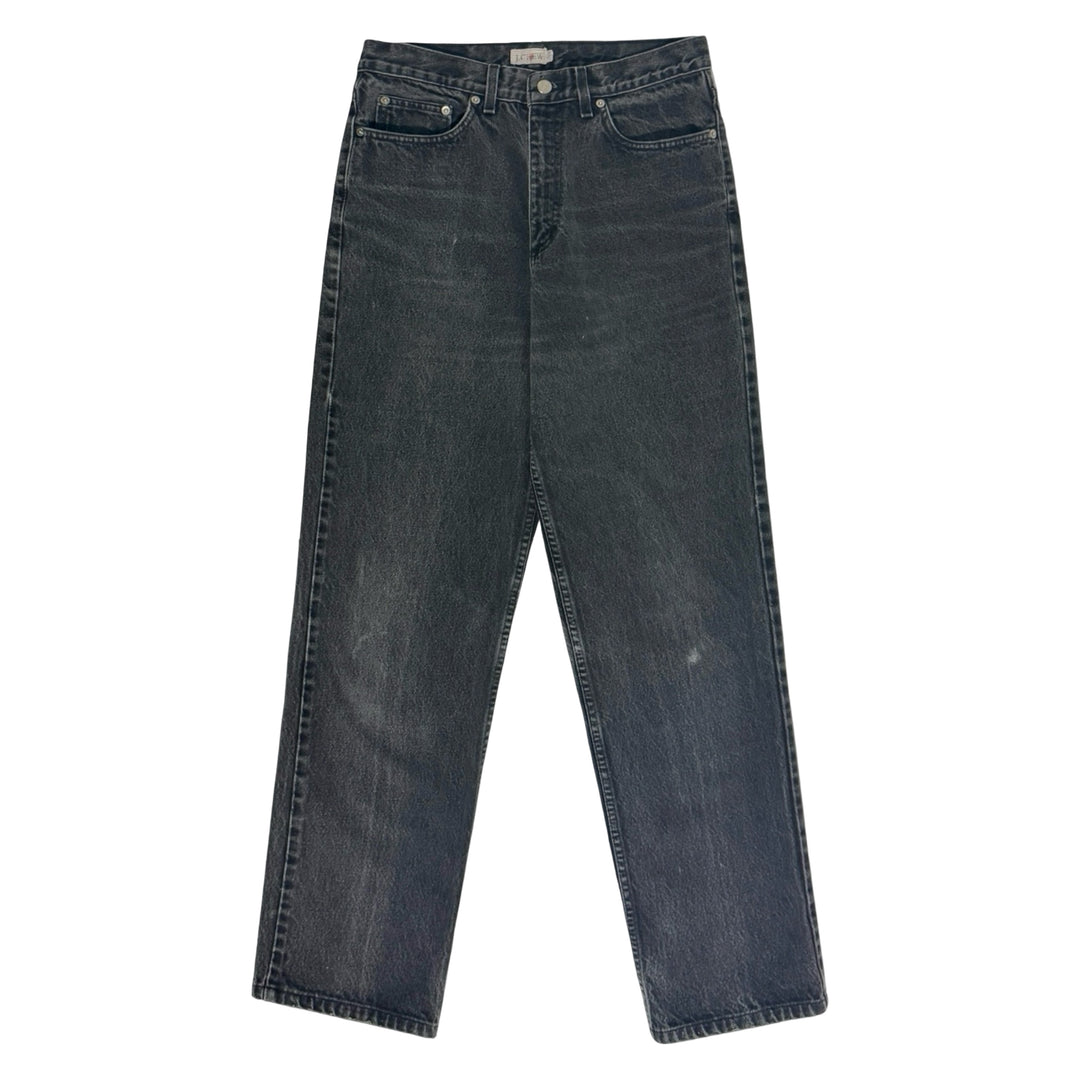 1990’S J CREW OARMAN MADE IN CANADA FADED STRAIGHT LEG BLACK DENIM JEANS 30 X 32