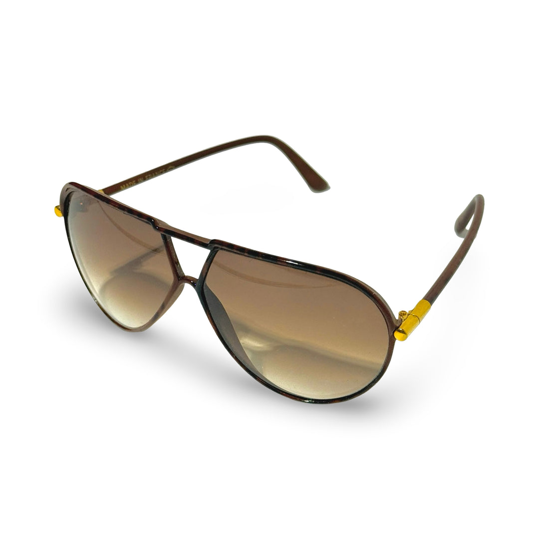 1970’S RIVIERA MADE IN FRANCE TORTOISE SHELL ACETATE SMOKE GRADIENT LENSE AVIATOR SUNGLASSES