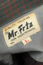 Cargar imagen en el visor de la galería, 1950’S MR. FRITZ MADE IN JAPAN PLAID WORSTED WOOL FLANNEL LOOP COLLAR L/S SHIRT LARGE
