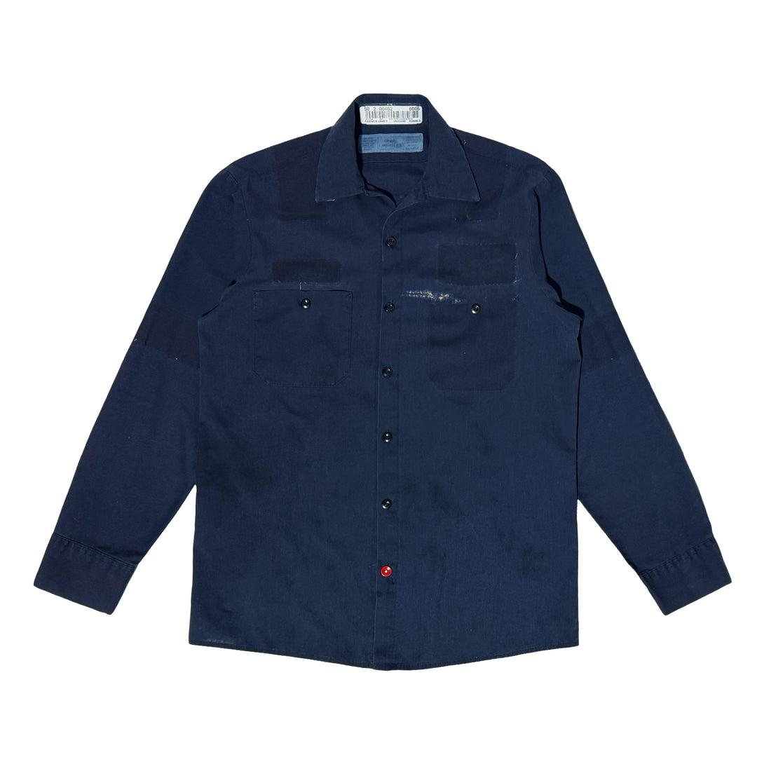 2000’S HALLIBURTON THRASHED & REPAIRED L/S B.D. WORK SHIRT LARGE