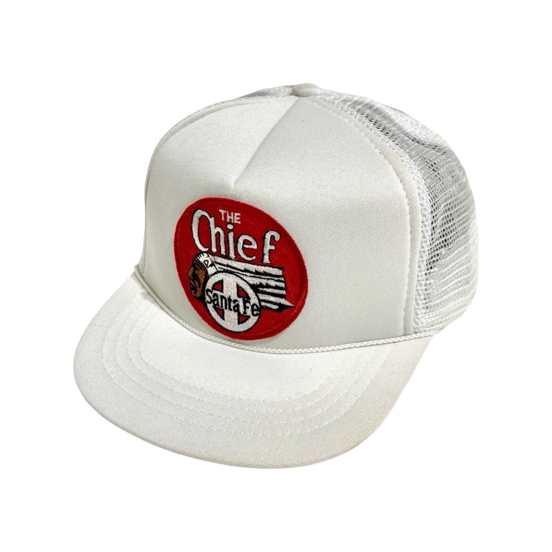 1970’S DEADSTOCK SANTA FE RAILWAYS THE CHIEF WHITE FOAM &amp; MESH TRUCKER HAT