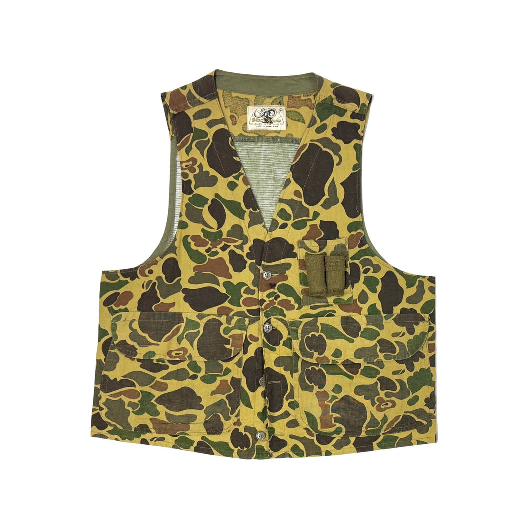 1980’S BLACK SHEEP DUCK CAMO CROPPED HUNTING VEST MEDIUM