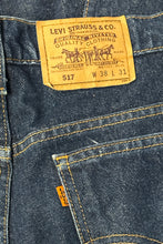Load image into Gallery viewer, 1980’S LEVI’S MADE IN USA ORANGE TAB 517 WESTERN HIGH WAISTED BOOT CUT DENIM JEANS 36 X 32
