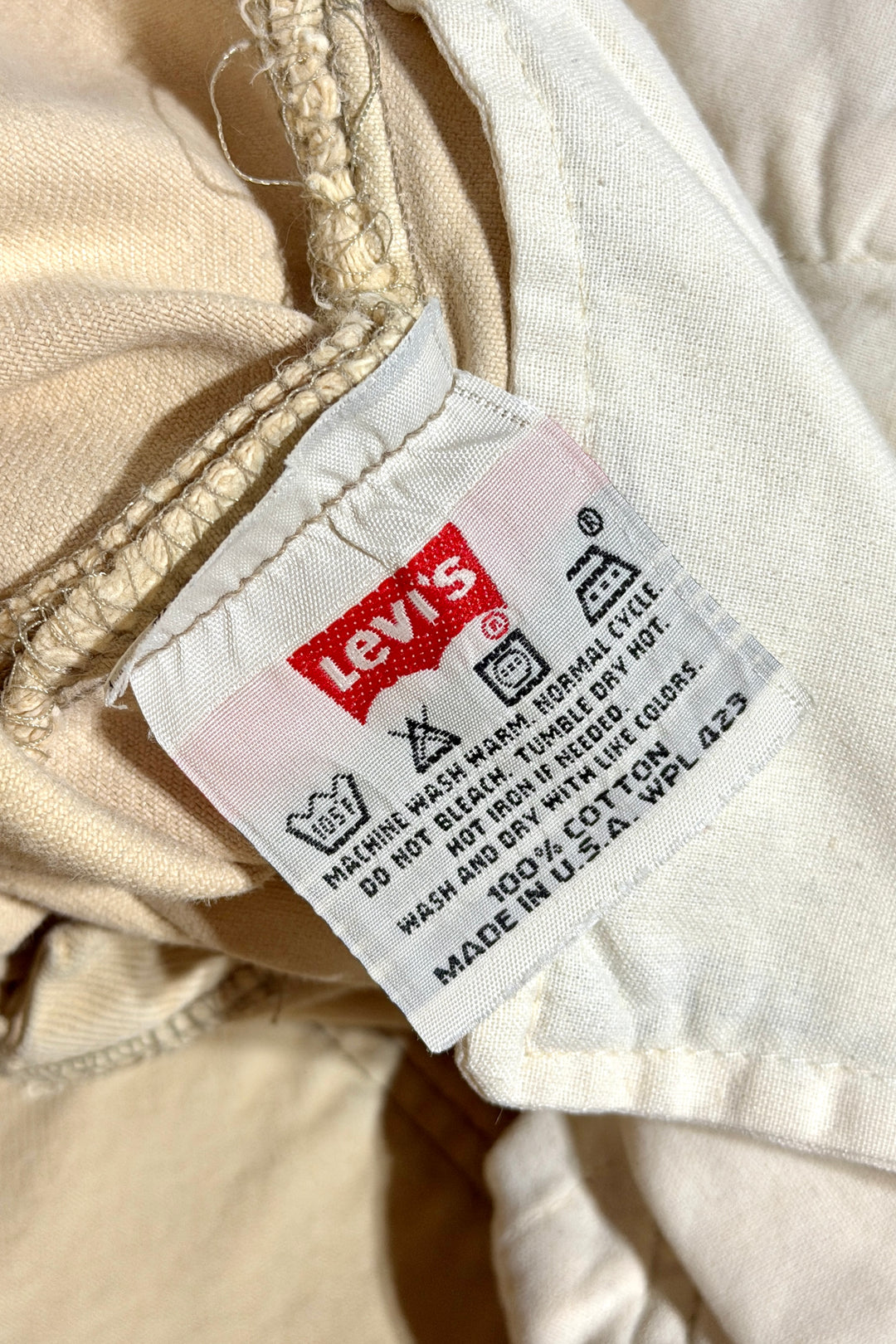 1990’S LEVI’S 501 MADE IN USA OFF WHITE STRAIGHT LEG DENIM JEANS 32 X 30