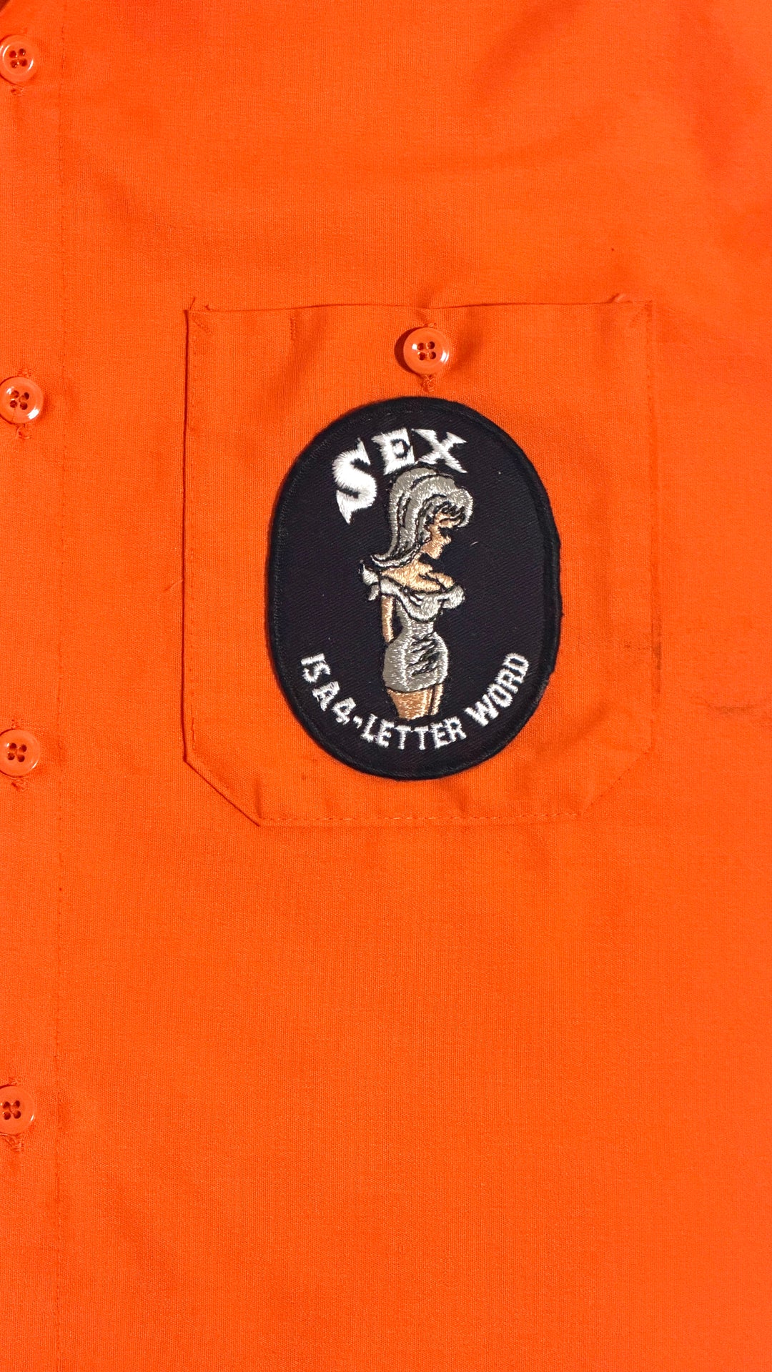 1980’S WEAR-GUARD MADE IN USA CROPPED ORANGE SEX S/S B.D. WORK SHIRT X-LARGE