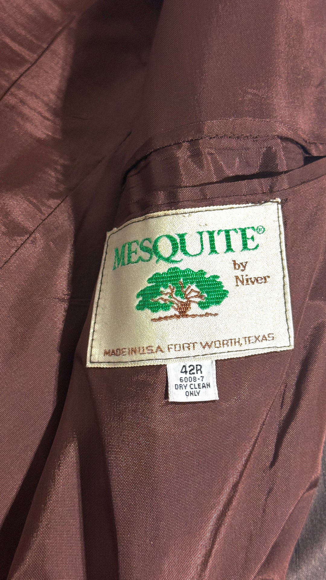 1970’S MESQUITE MADE IN USA CROPPED BROWN STRIPED WESTERN 2 PIECE SUIT 42R