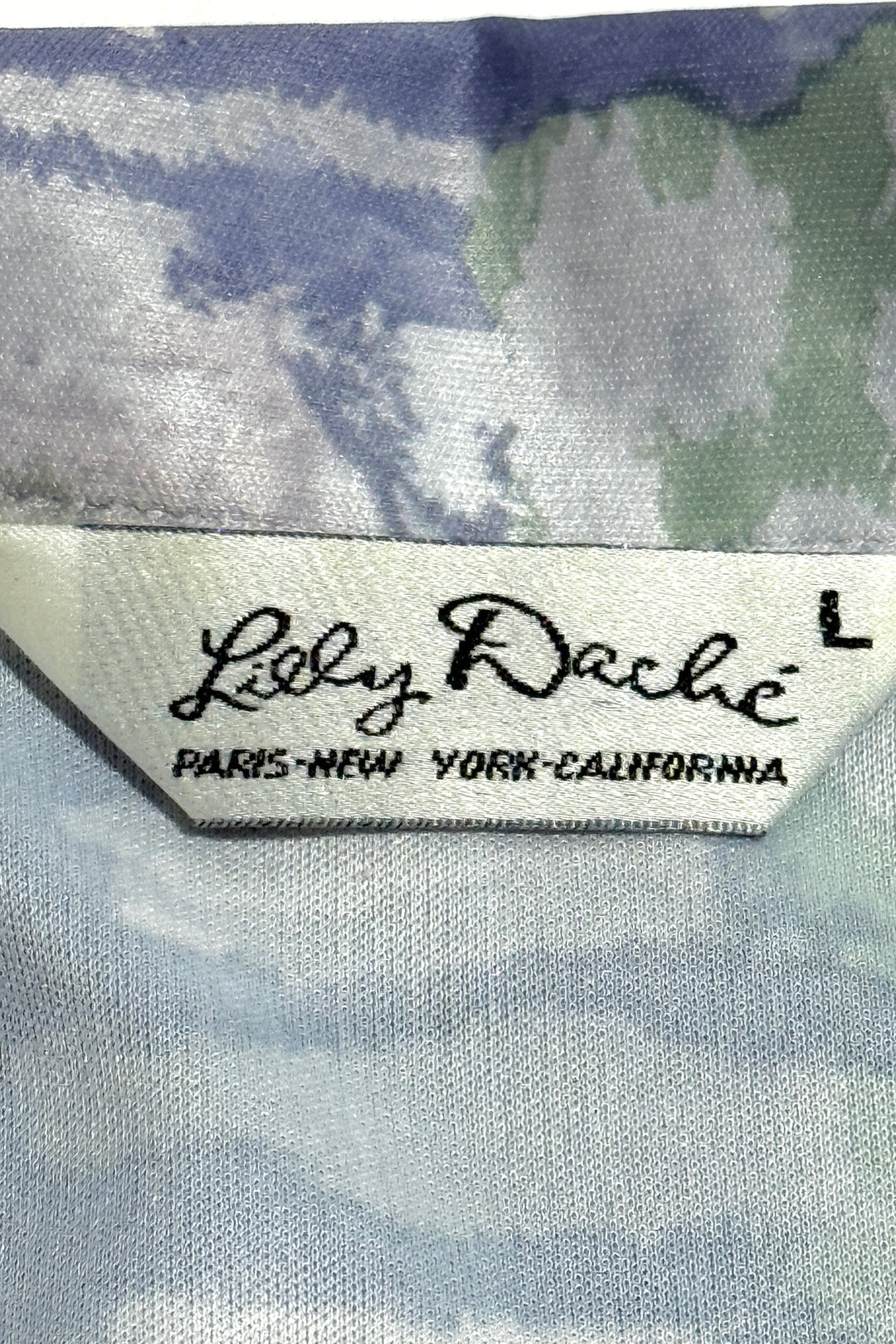 1970’S LILLY DACHÉ MADE IN USA PASTEL BRUSH STROKE PRINTED S/S POLO B.D. SHIRT LARGE