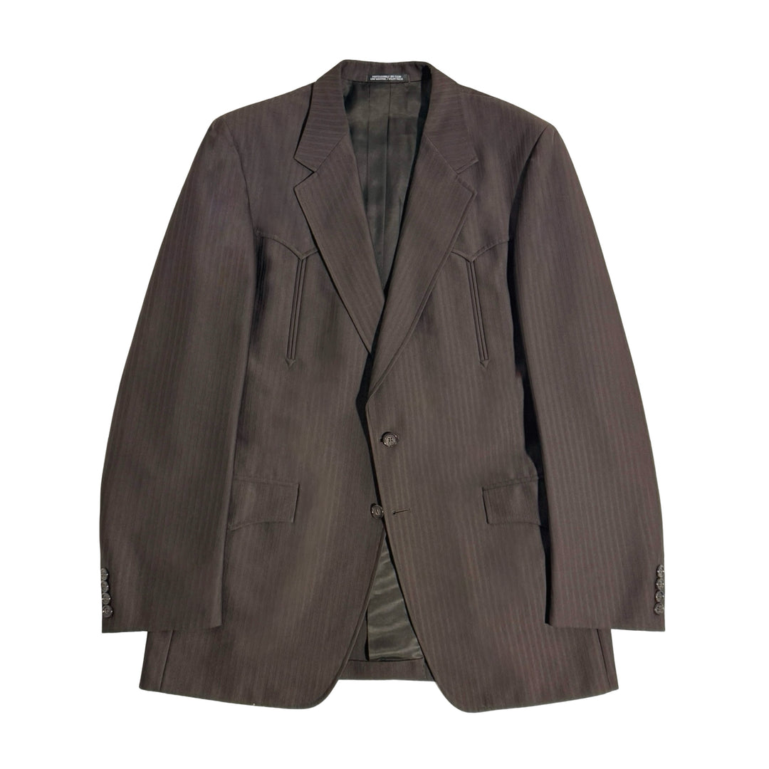 1970’S DALLAS WESTERN APPAREL MADE IN USA GHOST STRIPE BROWN 3 PIECE SUIT 44R