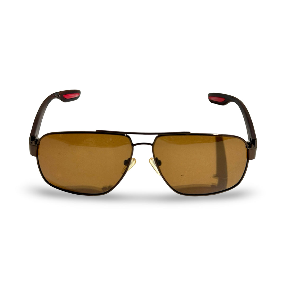 1980’S MAX STUDIO GUNMETAL FRAME AVIATOR BROWN LENS SUNGLASSES