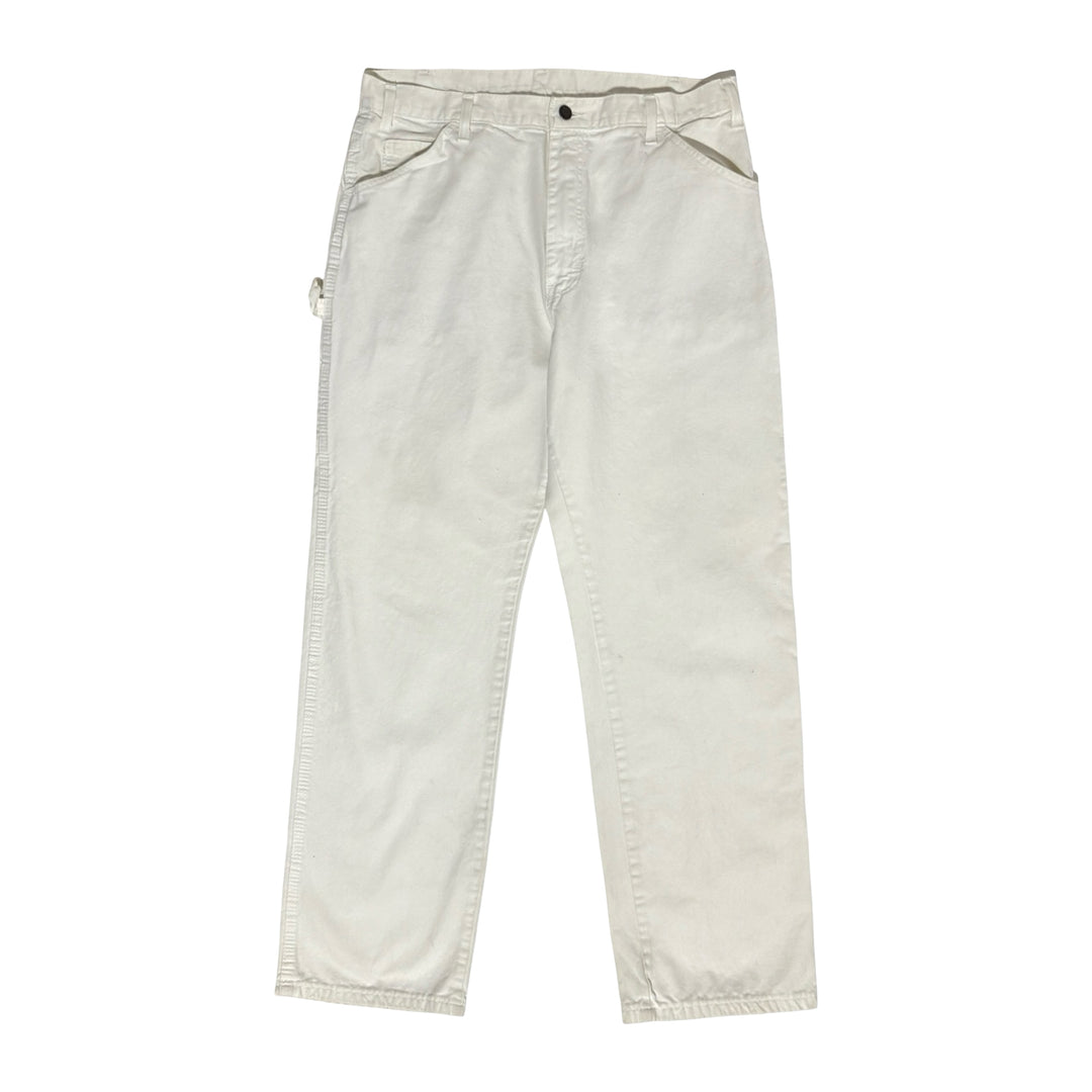 2000’S DICKIES FADED WHITE CARPENTER WORKWEAR PANTS 34 X 30