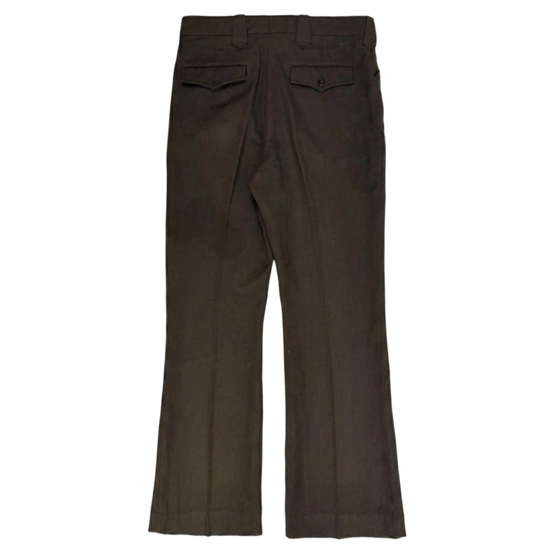 1970’S FARAH WESTERNWEAR MADE IN USA DARK BROWN WESTERN BOOTCUT FROG POCKET PANTS 32 X 30