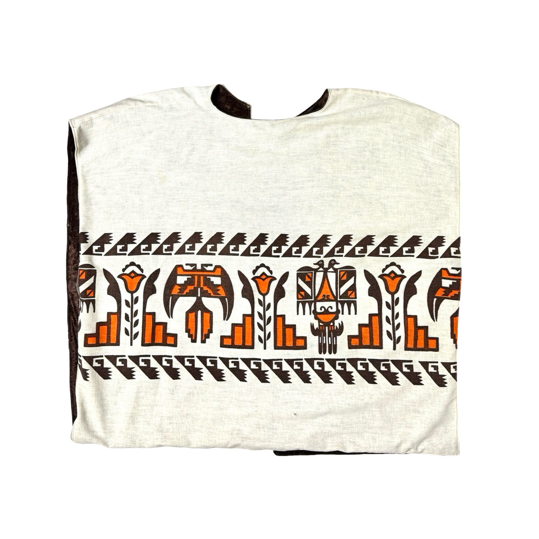 1970’S NIZHONIE PUEBLO DESIGN MADE IN USA SHERPA LINED OVERSIZED DRAPEY SHAWL CAPE X-LARGE