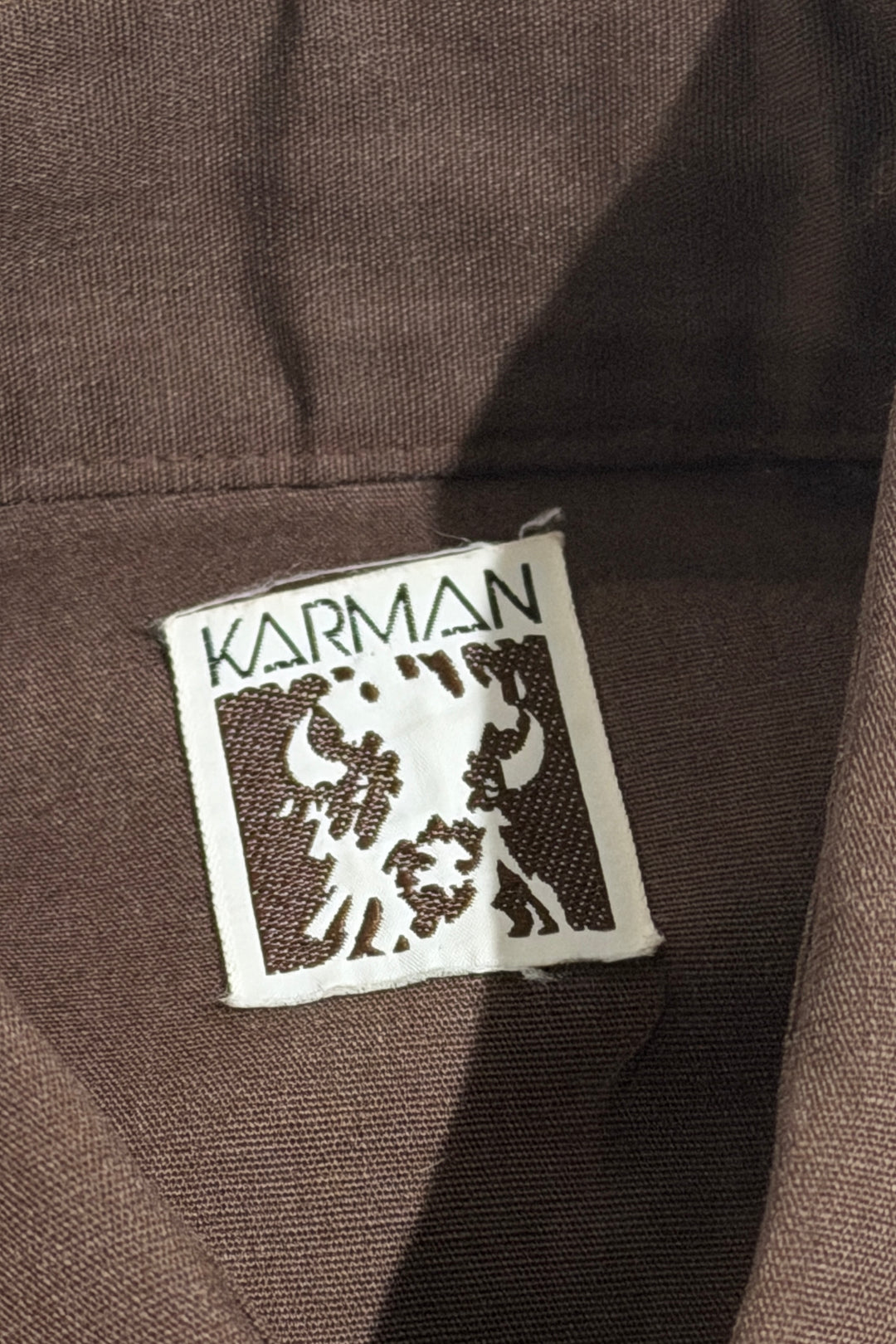 1970’S KARMAN MADE IN USA EMBROIDERED BROWN &amp; ORANGE FLORAL SMILE POCKET PEARL SNAP WESTERN L/S B.D. SHIRT LARGE