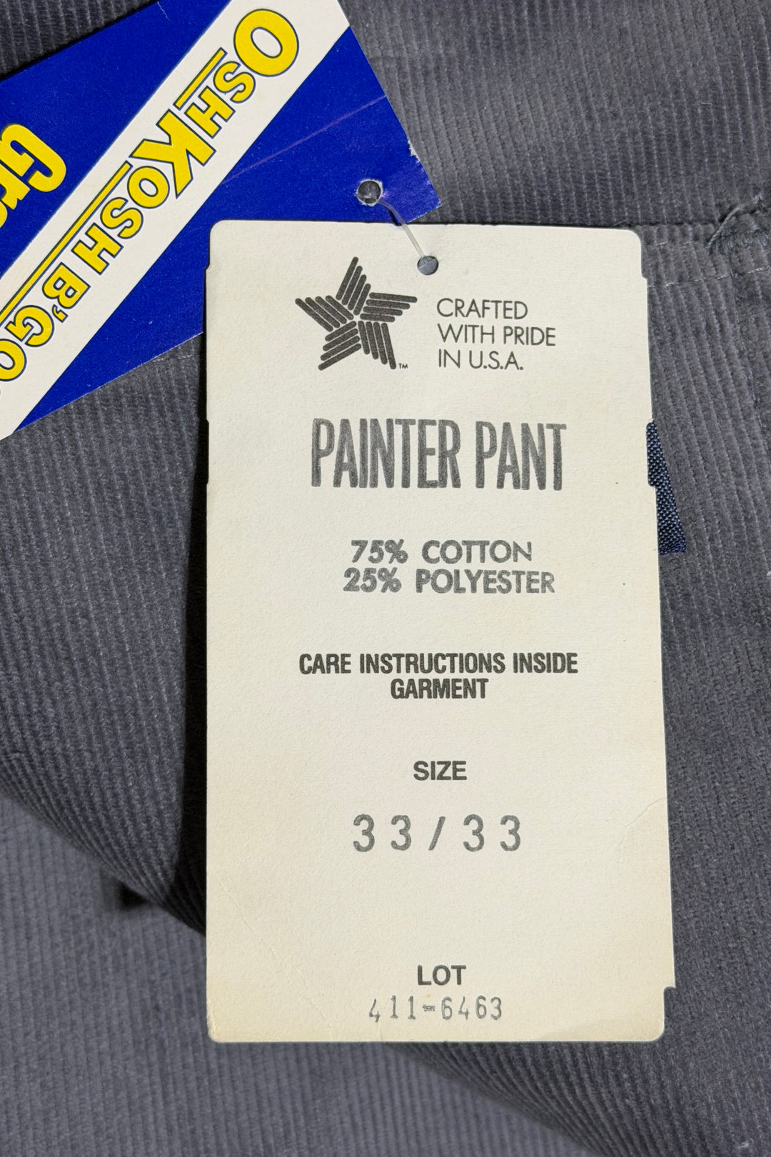 1980’S DEADSTOCK OSH KOSH B’GOSH MADE IN USA GRAY CORDUROY CARPENTER PAINTER PANTS 32 X 32