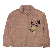 Cargar imagen en el visor de la galería, 1940’S ELK COWICHAN MADE IN CANADA CROPPED KNIT WOOL ZIP SWEATER JACKET X-LARGE
