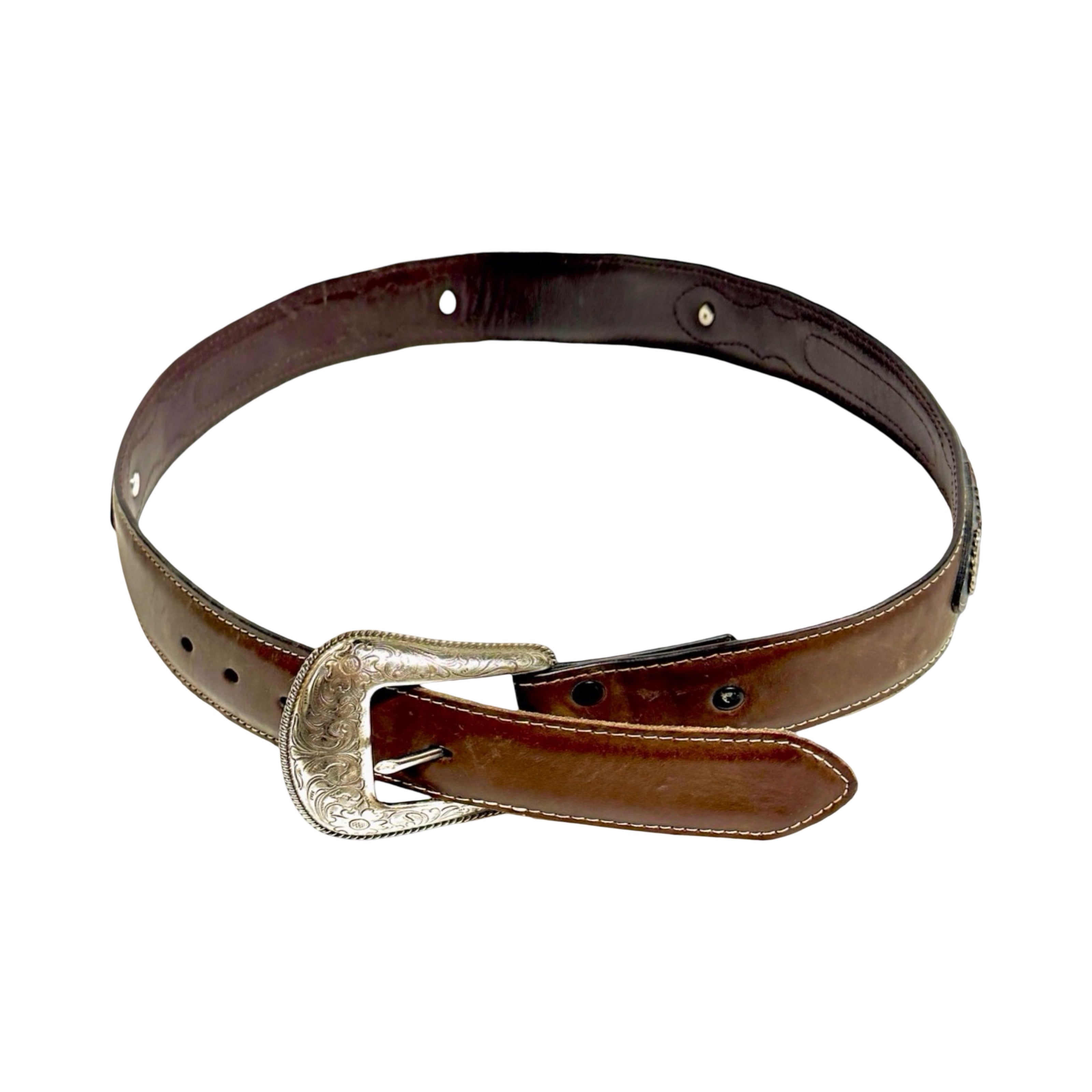 Nocona tooled leather concho belt full view